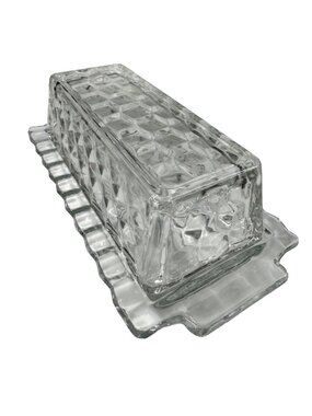 Fostoria American Elegante Clear Glass Butter Dish Rectangle CUBE Vintage 60s A